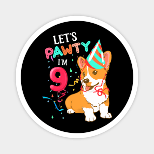 9Th Birthday 9 Years Old Lets Pawty Im 9 Magnet